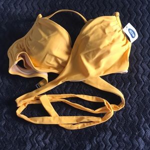 Old Navy yellow underwire halter faux wrap bikini